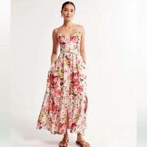 Crinkle Textured Button-Through Maxi Dress Abercrombie worn 1 time